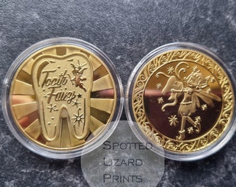 Tooth Fairy Gold Coin- Gift from the Tooth Fairy - Lost Tooth, Tooth Fairy keepsake, First Tooth