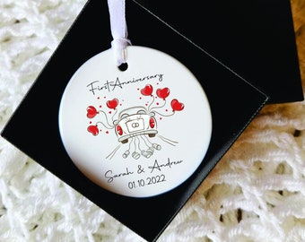 Personalised First Anniversary Ornament - First Anniversary Gift - First Anniversary Present - First Anniversary Keepsake - Anniversary