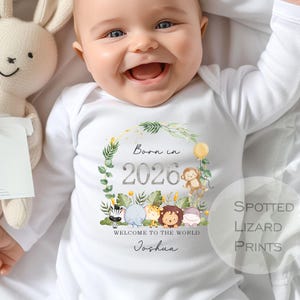 Personlig babyoutfit för född 2026, anpassad outfit för hemkomst, babyankomst-romper, present till nyfödd baby, personlig babygrow