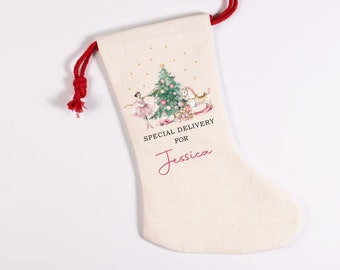 Personalised Santa Christmas Stocking - Ballet Girl Stocking - Personalised Christmas Stocking - Family Stockings - Nutcracker