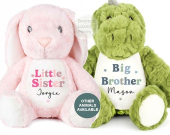 Personalisierter Teddybär für den großen Bruder, Kuscheltier für den kleinen Bruder, Geschwistergeschenk, Teddybär zur Geburtsankündigung, Geschenk zur Babyparty