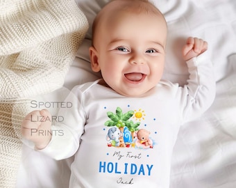 Personalised My First Holiday Outfit | Baby Travel Outfit with Name | First Holiday Baby Grow | Kids Airport Outfit | Holiday Keepsake