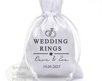 Personalised Wedding Ring Pouch | Personalised Ring Bearer Bag | Personalised Ring Bag, Ring Security Bag, Page Boy, Wedding ring keepsake