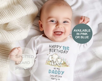 Personalized Baby Onesie, Happy Birthday Daddy Baby Vest, Personalised Baby Romper, Custom Name Babygrow, Gift From Baby to Dad
