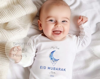 Mijn eerste gepersonaliseerde Eid Mubarak-babyoutfit | Aangepaste naam First Eid romper romper | Cadeau 1e eid baby | Islamitische babykleding | Suikerfeest