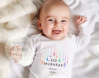 Mijn eerste gepersonaliseerde Eid Mubarak-babyoutfit | Aangepaste naam First Eid romper romper | Cadeau 1e eid baby | Islamitische babykleding | Suikerfeest