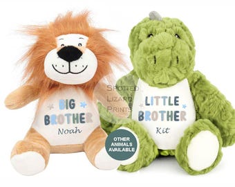 Sibling Teddy, großer Bruder & kleiner Bruder Dinosaurier Große Schwester, kleine Schwester Einhorn, neues Baby Geschenk Teddy