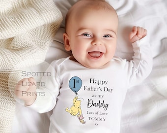 Personalised First Fathers Day Baby Outfit UK, Our First Fathers Day Babygrow, Daddy Gift From Baby, Custom Baby Vest Romper, New Dad Gift