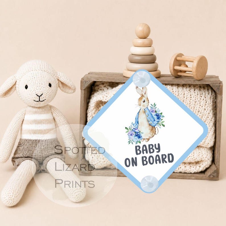 Peter Rabbit Ideas Peter Rabbit Baby on Board Car Sign, Baby in Car Sign, Suction Cup ...