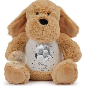 Memory Soft Toy - A Cuddle From Heaven - Memory Gift - Memorial Photo Gift Bereavement Loss of Loved One - Sympathy - Grandparent in Heaven Dog