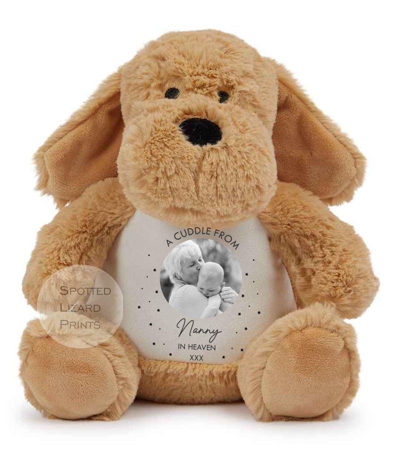 Memory Soft Toy - A Cuddle From Heaven - Memory Gift - Memorial Photo Gift Bereavement Loss of Loved One - Sympathy - Grandparent in Heaven Dog