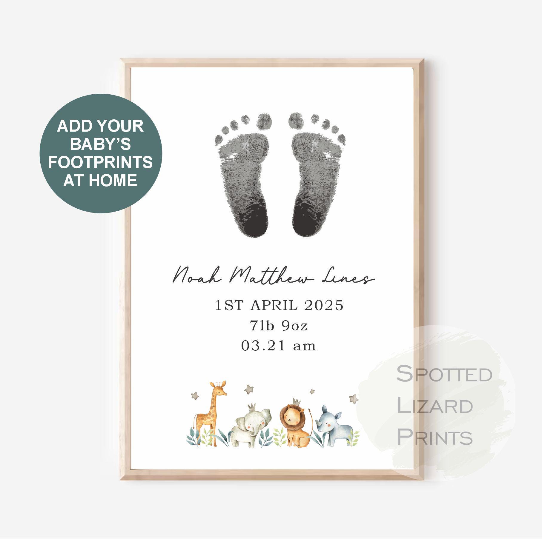 Personalised Baby Footprint Kit - Newborn Gift, Keepsake Print, New Baby, Baby Shower- UNFRAMED