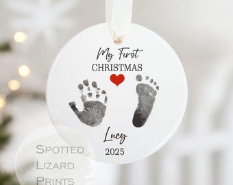Personalisierte Meine erste Weihnachtskugel, Babys 1.Weihnachtskugel | Baby Fuß- und Handabdrücke - Baby First Xmas Ornament