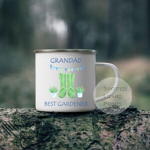 Personalised Grandad Best Gardener Enamel Mug, Grandads Allotment Mug - Gardening Mug - Grandad - Grandpa - Enamel Mug