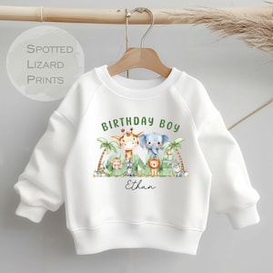 Personalised Safari First Birthday Sweatshirt, First Birthday Sweatshirt, Jungle 1st Birthday - 1st Birthday Gifts - Birthday Boy Jumper
