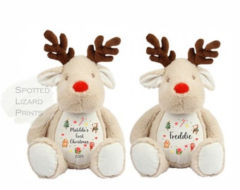Personalised First Christmas Reindeer Teddy - First Christmas Gift - Baby 1st Christmas Keepsake - Christmas Eve Box  - Higgle Bear