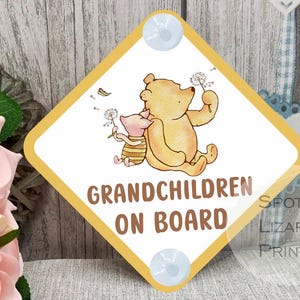 Winnie the Pooh GRANDCHILDREN on Board Car Sign - Baby on Board | Child on Board