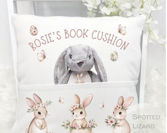 Easter Reading Cushion, Mumbles Rabbit, Easter Present, Kids Easter Cushion, Personalised Easter Gift, Reading Cushion, Gift for Kids