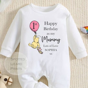 Winnie the Pooh Baby clothes - Personalised Baby Vest - Winnie the Pooh Baby Grow - Happy Birthday Mummy Baby grow - Birthday clothes