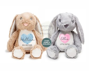 Personalised Big Brother Gift, Big Sister Announcement, New Baby Soft Toy, New baby gift, Newborn Gift, Baby Keepsake, Baby shower gift
