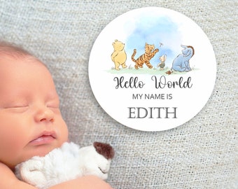 Winnie the Pooh baby Announcement Coaster, New Mum Gift, Plaque, New baby, Gender Reveal, Pregnancy announcement, Hello world, Baby Shower