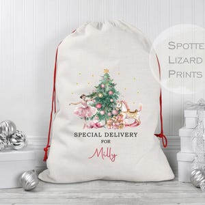 Personalised Santa Sack, Custom Christmas Gift Sack, Large Santa Bag with Name, Kids Christmas Present Sack, Personalised Christmas Sack