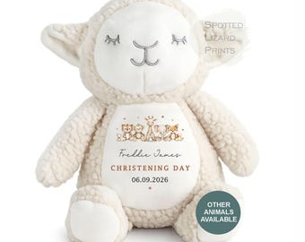 Personalised Christening Teddy Bear, Baby Baptism Gift, Custom Baby Name Soft Toy, Christening Keepsake Gift, Baby Girl Boy Gift, kids Bears