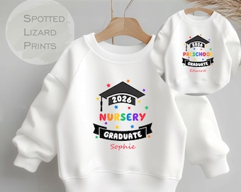 Personalised Nursery Graduation Kids Sweatshirt - Nursery Sweatshirt, Preschool Sweatshirt, Nursery Leaver, Preschool Leaver Kids Graduation