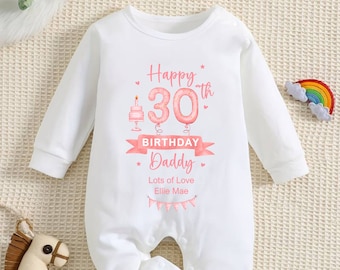 Happy 30th, 40th, 50th, 60th Birthday DADDY Baby Girl Outfit (First Birthday 1st Birthday Daddy Dad Birthday l New Dad Gift | Love My Dad)