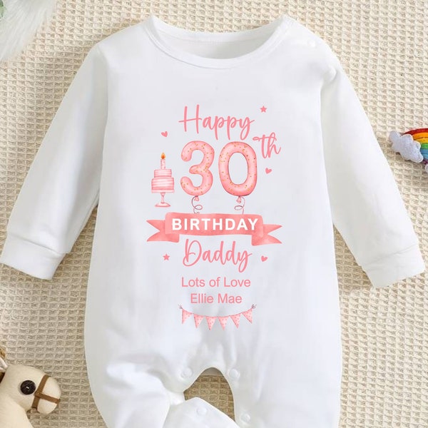 Happy 30th, 40th, 50th, 60th Birthday DADDY Baby Girl Outfit (First Birthday 1st Birthday Daddy Dad Birthday l New Dad Gift | Love My Dad)