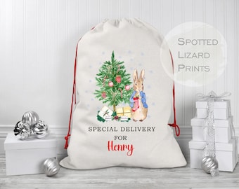 Saco de Papá Noel personalizado / Saco de Navidad con nombre / Bolsa de regalo de Navidad personalizada / Saco de regalo de Papá Noel para niños / Bolsa de Nochebuena / Saco