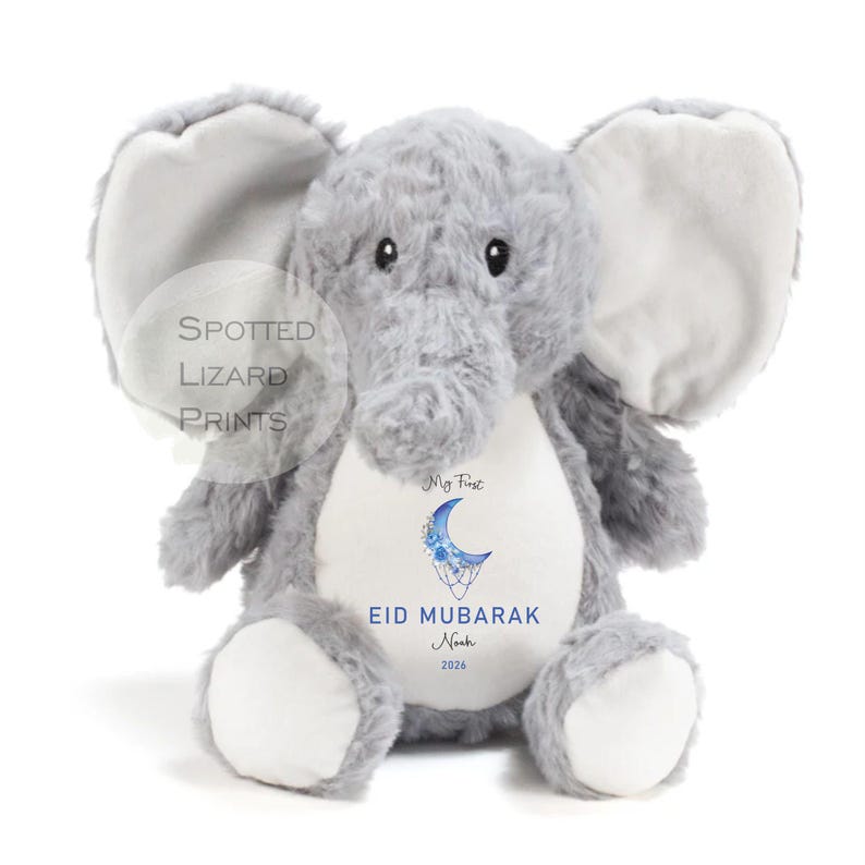 My First Eid Mubarak Personalised Baby Outfit & Teddy | Custom Name First Eid Sleepsuit Vest Romper | 1st Eid Gift Baby Eid al Fitr al Adha Elephant