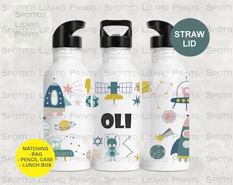 Personalised Kids Water Bottle with Name | Stainless Steel School Bottle with Straw | Custom Nursery Drink Bottle UK | Back to School Gift