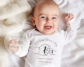 Personalised First Fathers Day Baby Outfit UK, Our First Fathers Day Babygrow, Daddy Gift From Baby, Custom Baby Vest Romper, New Dad Gift