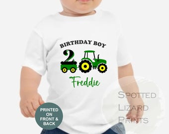 Personalised Tractor Birthday T-shirt Personalised Boys Farm Tractor Birthday T-Shirt – Any Age Gift