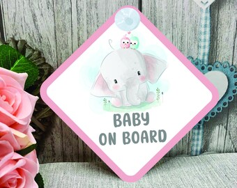 Adesivo per auto con scritta Baby on Board per auto, con ventosa, segnale di sicurezza per bambini, 13,8 x 16,2 cm (blu a ventosa