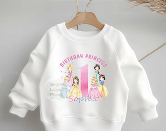 Personalised Princess Birthday Sweatshirt Girl, Birthday Princess Jumper, Custom Name Age Birthday Outfit, First Birthday Gift, Birthday