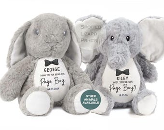 Personalisierter Page-Junge-Teddybär | Ringträger-Geschenk | Blumenmädchen-Teddybär | Geschenk zur Ringsicherung | Kuscheltier als Dankeschön zur Hochzeit (UK)