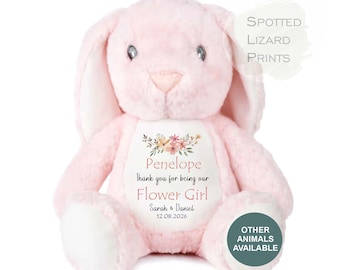 Personalisierter Teddybär für Blumenmädchen | Dankeschön-Geschenk für Blumenmädchen | Kuscheltier für Heiratsanträge | Hochzeitserinnerung | Individuelles Plüschtier (UK)