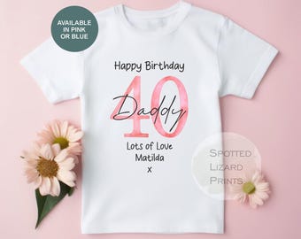 Kinder Happy 40th Birthday Daddy Mädchen T-Shirt - Jungen Mädchen neue Mutter Tochter Geschenk Geburtstag Geburtstagsgeschenk Top