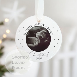 Personalised Bump First Christmas Bauble, Scan Photo Gift, Baby Announcement, Coming Soon, First Christmas Scan Christmas Ornament 2026