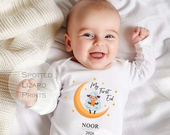 Mijn eerste gepersonaliseerde Eid Mubarak-babyoutfit | Aangepaste naam First Eid romper romper | Cadeau 1e eid baby | Islamitische babykleding | Suikerfeest