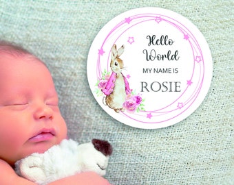 Peter Rabbit New baby arrival disc plaque Hello World My Name is, New Baby Coasters