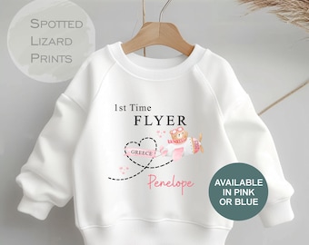 Personalisierter Baby-Reiseanzug für den ersten Flug, Schlafanzug für den ersten Urlaub, Individuelle Babykleidung für Erstflieger, Reiseoutfit für Babys, Urlaub