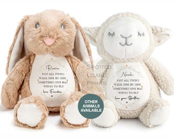 Personalised Twin Baby Loss Teddy - Miscarriage Teddy - Angel Baby - Still Born Gifts - Baby Memorial Keepsake - Baby Loss Keepsake