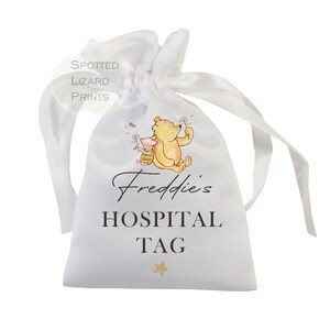 Personalised Winnie the Pooh Baby Keepsake Bags | Hospital Tag Cord Clip First Tooth First Haircut Bag | New Baby Memory Gift | Baby Shower