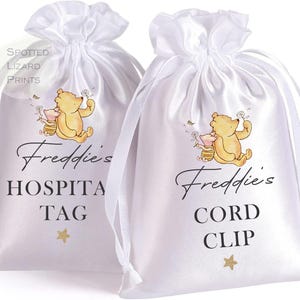 Personalised Winnie the Pooh Baby Keepsake Bags | Hospital Tag Cord Clip First Tooth First Haircut Bag | New Baby Memory Gift | Baby Shower