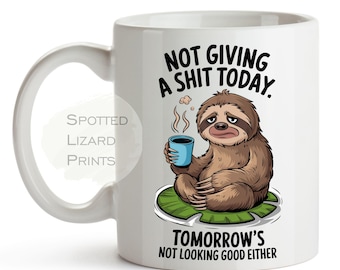 Taza divertida y grosera personalizada (Reino Unido) / Taza "Hoy no me importa una mierda" / Regalo sarcástico / Taza con nombre personalizado / Regalo divertido para el café