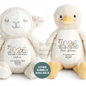 Personalised Baby Teddy - Born in 2026 Teddy - Baby soft toy - New Baby Gift - Baby Boy - Baby Girl Born in 2026 Personalised Baby