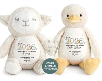 Personalised Baby Teddy - Born in 2026 Teddy - Baby soft toy - New Baby Gift - Baby Boy - Baby Girl Born in 2026 Personalised Baby